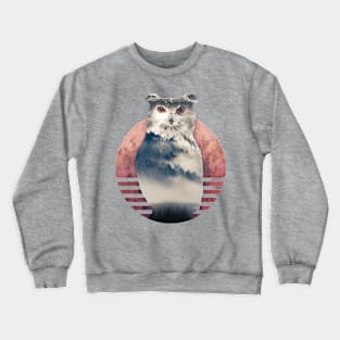 Owl Double Exposure Landscape Crewneck Sweatshirt